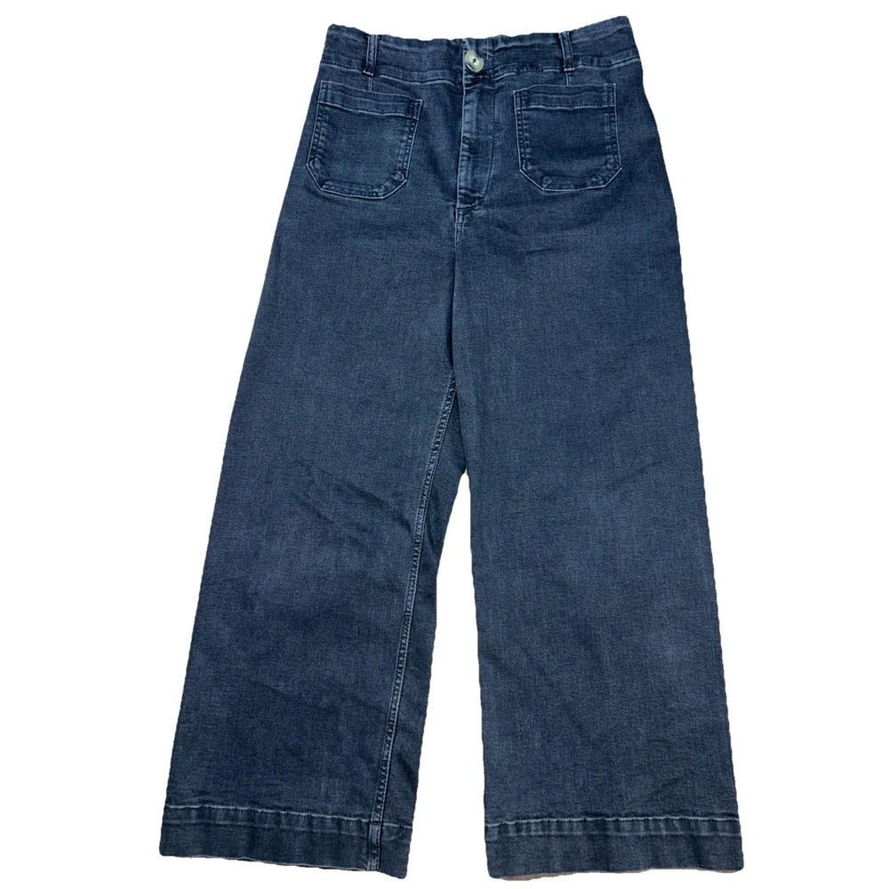 Pilcro and the Letterpress Women Sz 31 The Skipper Cropped Wide Leg Black Jeans